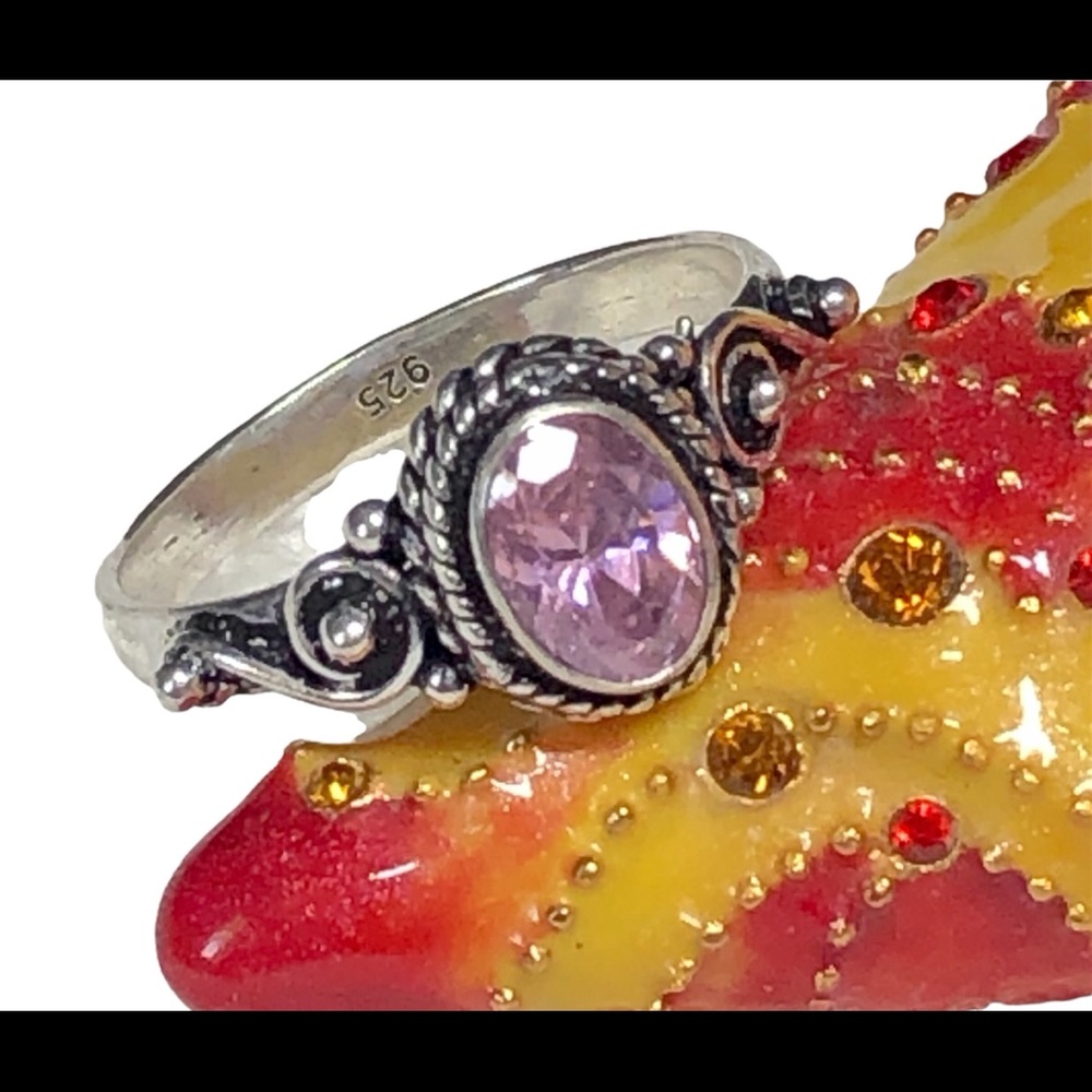💕💍Pink topaz ethnic feel sterling ring NWOT